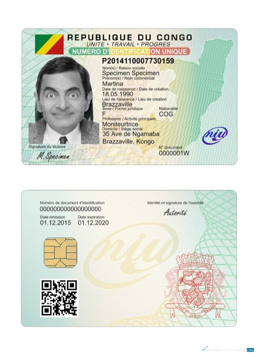 Download Congo ID card Photoshop template